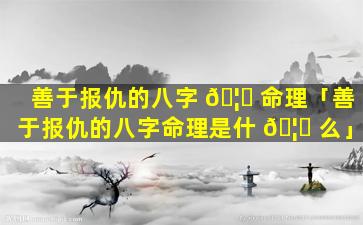善于报仇的八字 🦉 命理「善于报仇的八字命理是什 🦟 么」